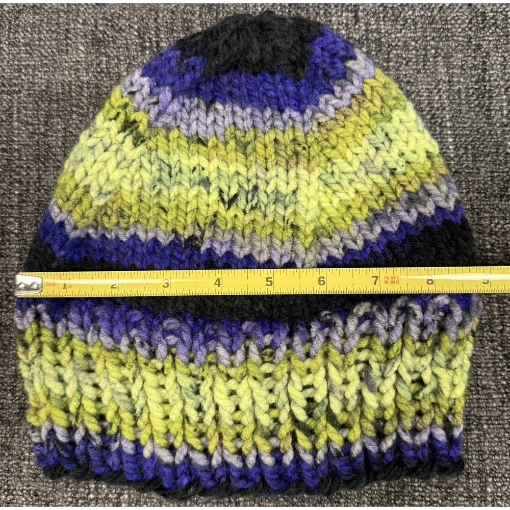 Handmade Chunky Knit Beanie Hat L XL Slouchy Acrylic Winter Cap Unisex